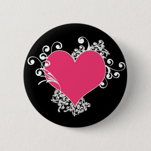 Macaron Rond 5 Cm Bouton Coeurs et frissons KRW