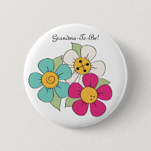 Macaron Rond 5 Cm Bouton coloré de grand-mère de marguerites de
