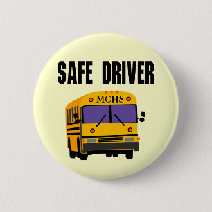 Macaron Rond 5 Cm Bouton Conducteur de bus scolaire sécurisé