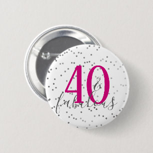 Macaron Rond 5 Cm Bouton Confetti moderne 40 et fabuleux anniversair