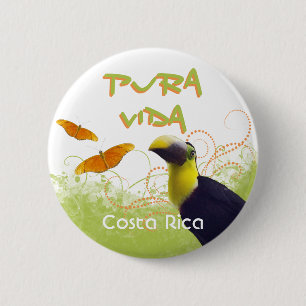 Macaron Rond 5 Cm Bouton Costa Rica Pura Vida Toucan