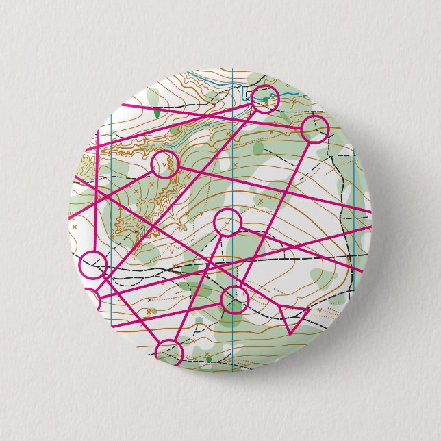 Macaron Rond 5 Cm Bouton - cours d'orientation (Devant)