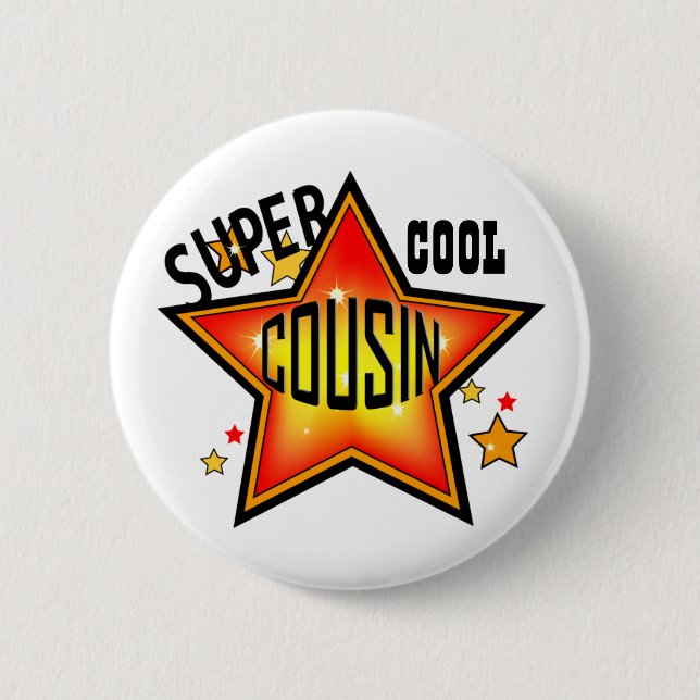 Macaron Rond 5 Cm Bouton Cousin Super Cool Star Funny (Devant)