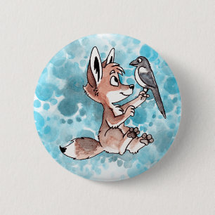 Macaron Rond 5 Cm Bouton Coyote et Magpie