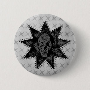 Macaron Rond 5 Cm Bouton crâne pointu (gris)