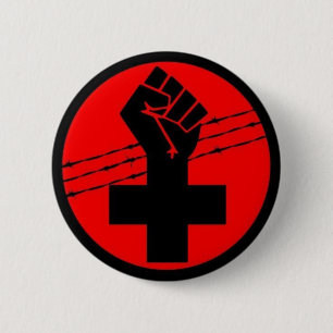 Macaron Rond 5 Cm Bouton croisé noir d'anarchiste