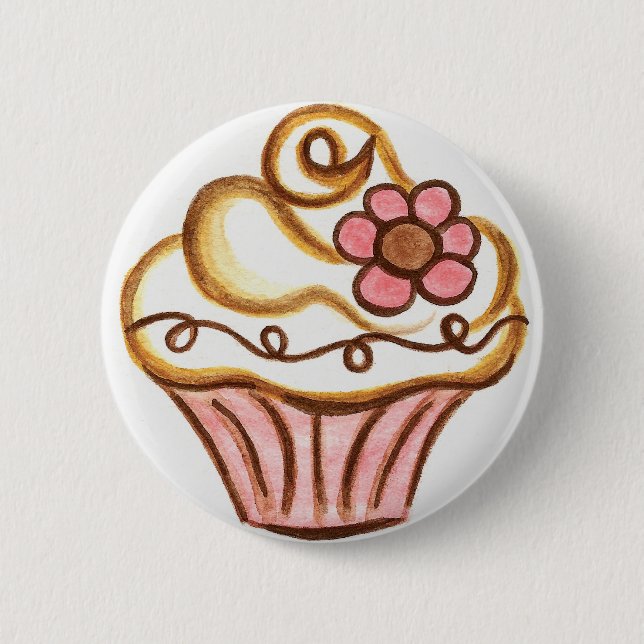 Macaron Rond 5 Cm Bouton Cupcake Fleur (Devant)