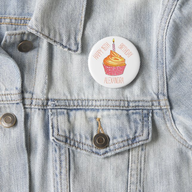 Macaron Rond 5 Cm Bouton Cupcake Personnalisé Celebration (En situation)
