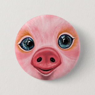 Macaron Rond 5 Cm Bouton Cute Pig
