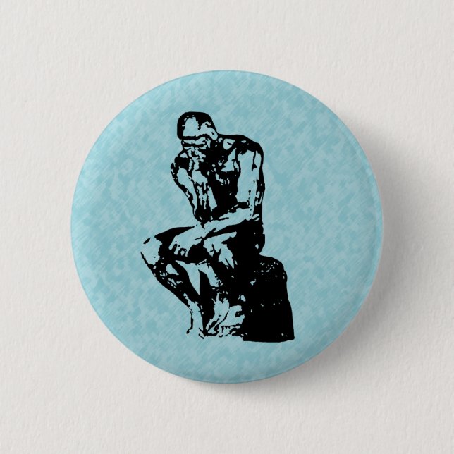 Macaron Rond 5 Cm Bouton Cyan léger Auguste Rodin (Devant)