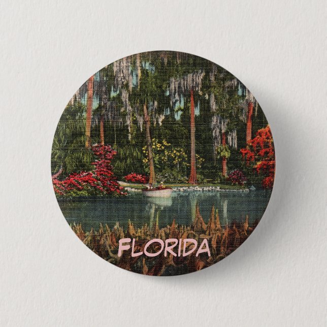 Macaron Rond 5 Cm Bouton Cypress Gardens Florida (Devant)