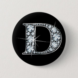Macaron Rond 5 Cm Bouton "D" Bling de diamant