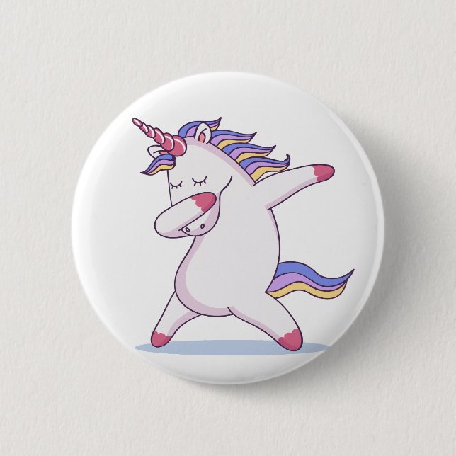 Macaron Rond 5 Cm Bouton Dabbing Unicorn (Devant)