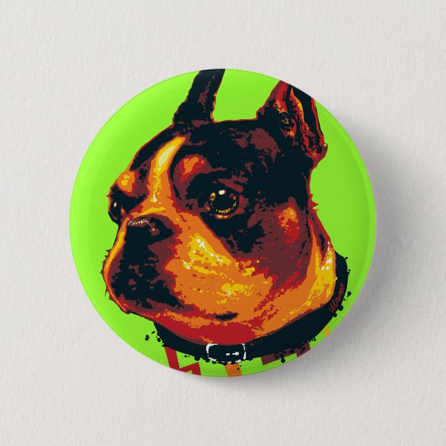 Macaron Rond 5 Cm Bouton d'action de Boston (Devant)