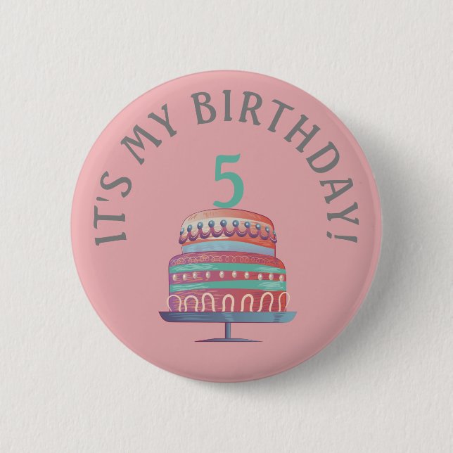 Macaron Rond 5 Cm Bouton d'âge du gâteau d'anniversaire de la mousse (Devant)