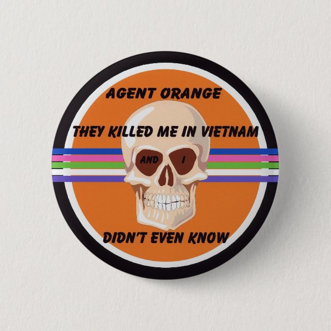 Macaron Rond 5 Cm Bouton d'Agent Orange (Devant)