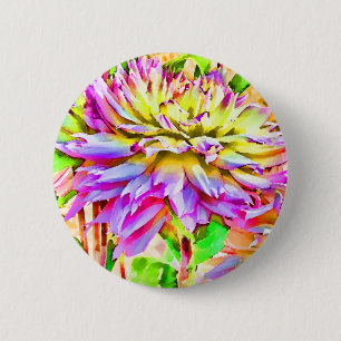Macaron Rond 5 Cm Bouton Dahlia Pin Aquarelle numérique
