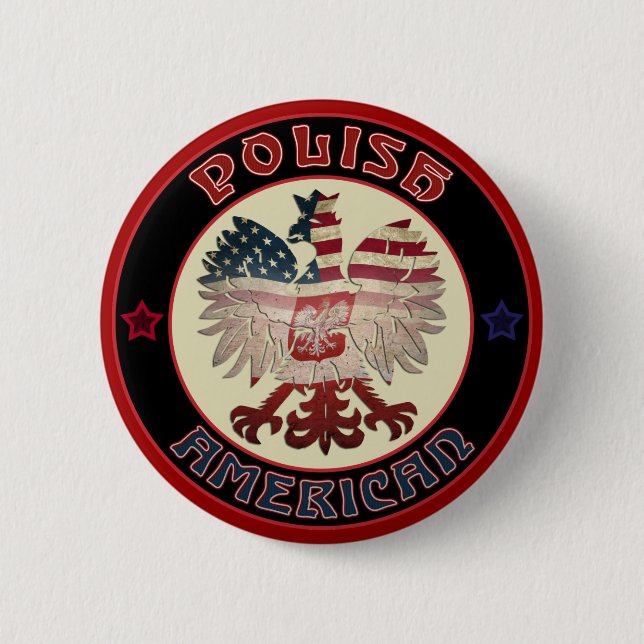 Macaron Rond 5 Cm Bouton d'aigle américain polonais (Devant)