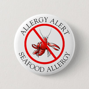 Macaron Rond 5 Cm Bouton d'alerte d'allergie de fruits de mer