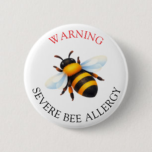 Macaron Rond 5 Cm Bouton d'alerte d'allergie grave aux abeilles