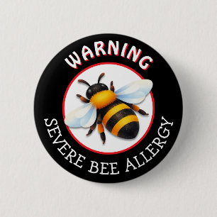 Macaron Rond 5 Cm Bouton d'alerte d'allergie grave aux abeilles