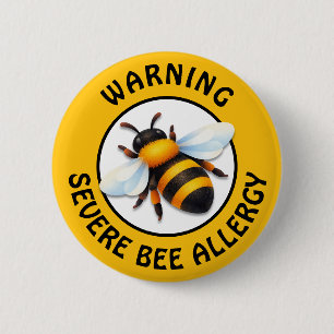 Macaron Rond 5 Cm Bouton d'alerte d'allergie grave aux abeilles