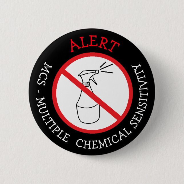 Macaron Rond 5 Cm Bouton d'alerte Médicale MCS (Devant)