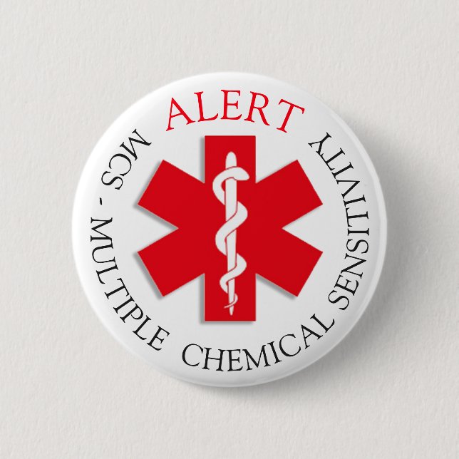 Macaron Rond 5 Cm Bouton d'alerte Médicale MCS (Devant)