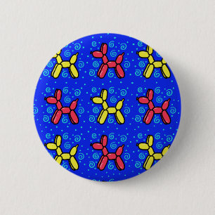 Macaron Rond 5 Cm Bouton d'allumage des chiens de ballon en bleu, ro