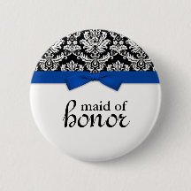 Bouton Damas avec cou bleu, servante d'honneur