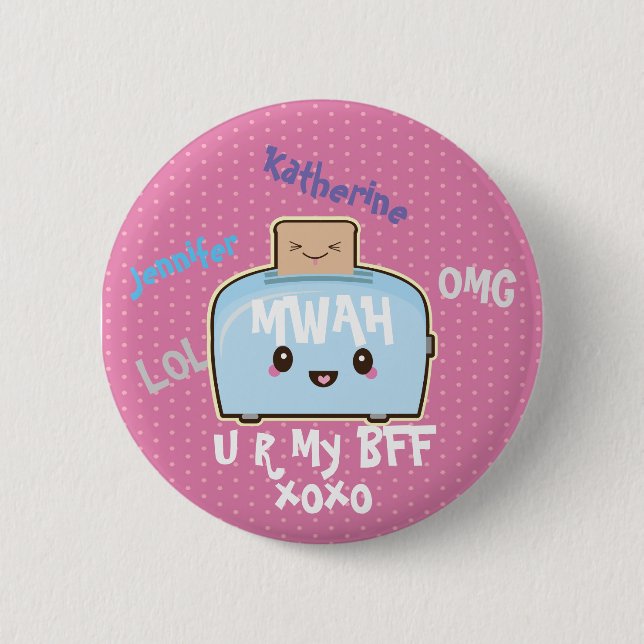 Macaron Rond 5 Cm Bouton d'amitié personnalisé Kawaii BFF mignonne (Devant)