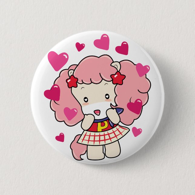 Macaron Rond 5 Cm Bouton d'amour de Kawaii de poney d'Osharena (Devant)
