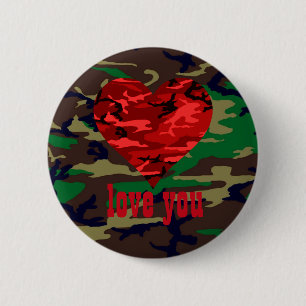 Macaron Rond 5 Cm Bouton d'amour militaire Valentine