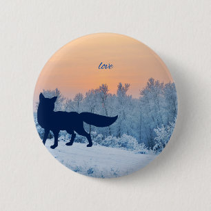 Macaron Rond 5 Cm bouton d'amour renard d'hiver