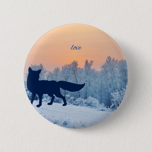 Macaron Rond 5 Cm bouton d'amour renard d'hiver (Devant)