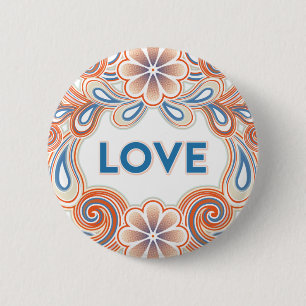 Macaron Rond 5 Cm Bouton d'amour vintage avec des fleurs