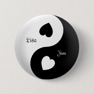 Macaron Rond 5 Cm Bouton d'amour Yin Yang personnalisé