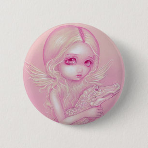 Macaron Rond 5 Cm Bouton "d'ange d'alligator albinos"