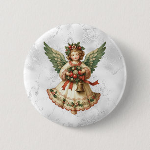 Macaron Rond 5 Cm Bouton d'ange de Noël vintage