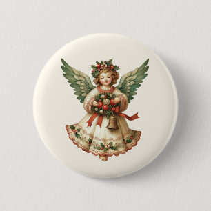 Macaron Rond 5 Cm Bouton d'ange de Noël vintage