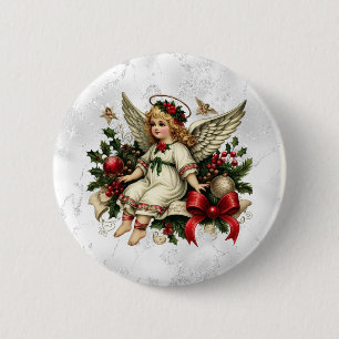 Macaron Rond 5 Cm Bouton d'ange de Noël vintage