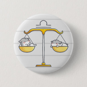 Macaron Rond 5 Cm Bouton d'animal de zodiaque de Balance