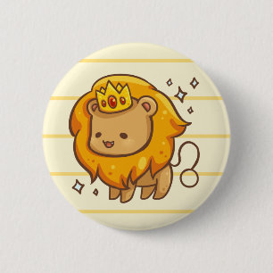 Macaron Rond 5 Cm Bouton d'animal de zodiaque de Lion