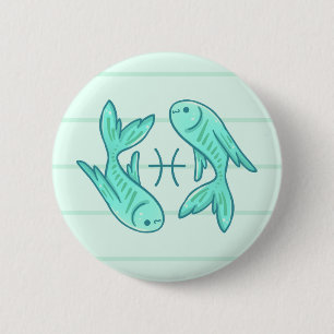 Macaron Rond 5 Cm Bouton d'animal de zodiaque de Poissons