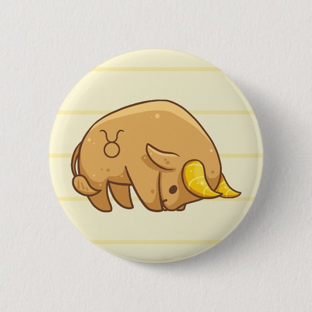 Macaron Rond 5 Cm Bouton d'animal de zodiaque de Taureau (Devant)