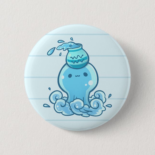 Macaron Rond 5 Cm Bouton d'animal de zodiaque de Verseau (Devant)
