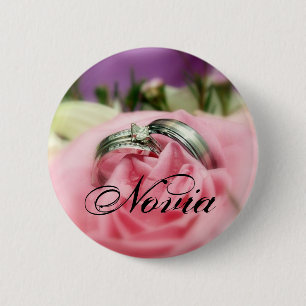 Macaron Rond 5 Cm bouton d'anneaux de noces d'argent