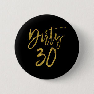 Macaron Rond 5 Cm Bouton d'anniversaire 30 Gold Foil