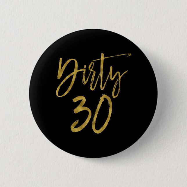 Macaron Rond 5 Cm Bouton d'anniversaire 30 Gold Foil (Devant)