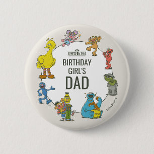 Macaron Rond 5 Cm Bouton d'anniversaire aux personnages vintage de S